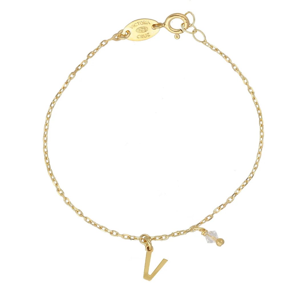 [A4232-VDP] Bracciale in argento lettera V Victoria Cruz