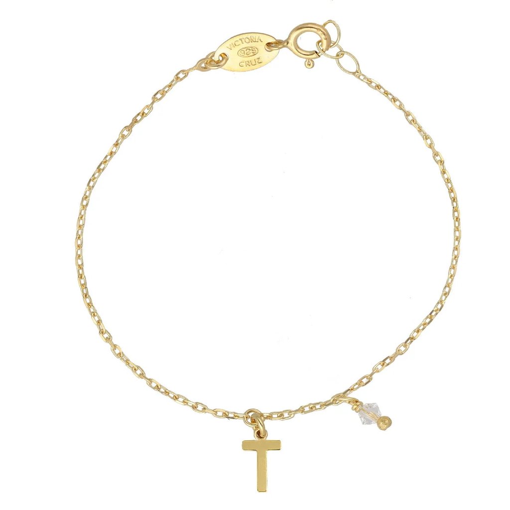 [A4232-TDP] Bracciale in argento lettera T Victoria Cruz