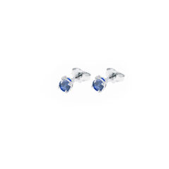 Orecchini punto luce zaffiro blu oro bianco 18 carati