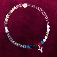 Bracciale uomo IESUS Agios gioielli croce zirconi blu