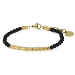 Bracciale uomo acciaio e onice Nakai Goyate