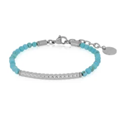 Bracciale uomo acciaio e aulite turchese Nakai Goyate