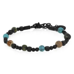 Bracciale uomo acciaio e pietre dure Zephyr Goyate