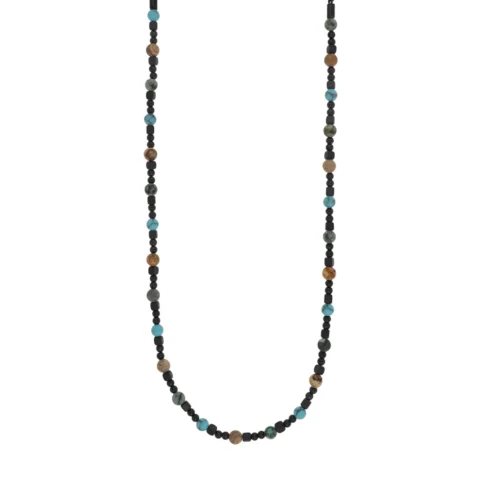 Collana uomo acciaio pietre dure Zephyr Goyate