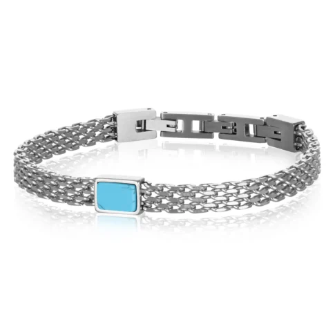 Bracciale uomo acciaio turchese Tahomi Goyate
