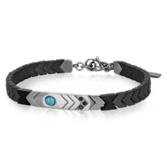 Bracciale_Uomo_Aulite_Ematite_Zirconi_e_Frecce_Tribali_-_Toren-BACM0923ST